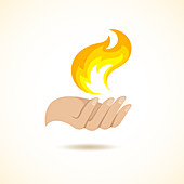 Hand with flame, illustration