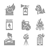 Fire icons, illustration