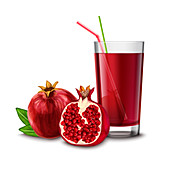 Pomegranate juice, illustration