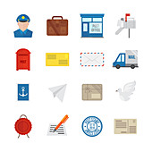 Postal service icons, illustration