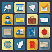 Postal service icons, illustration