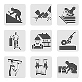Roofing icons, illustration