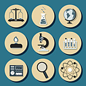 Science icons, illustration