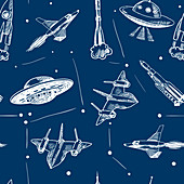 Spaceships and UFOs, illustration