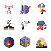 Pollution icons, illustration
