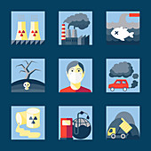 Pollution icons, illustration