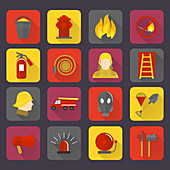 Firefighting icons, illustration