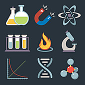 Science icons, illustration