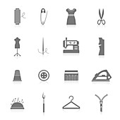 Sewing icons, illustration