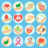 Charity icons, illustration