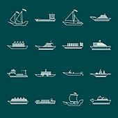 Boat and ship icons, illustration