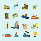 Pollution icons, illustration