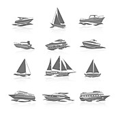 Ship and boat icons, illustration