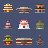 Eastern temple icons, illustration