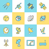 Satellite icons, illustration