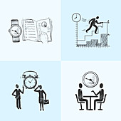 Time management icons, illustration