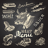 Meat products, illustration