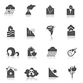 Natural disaster icons, illustration