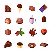 Chocolate products icons, illustration