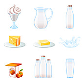 Dairy product icons, illustration