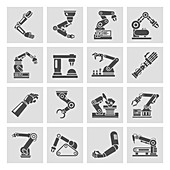 Industrial robot icons, illustration
