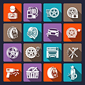 Car mechanic icons, illustration