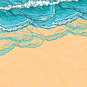 Waves lapping on beach, illustration