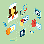 Healthcare icons, illustration