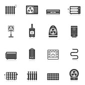 Heating and cooling device icons, illustration