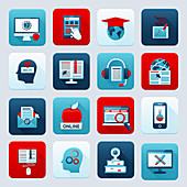 Online education icons, illustration