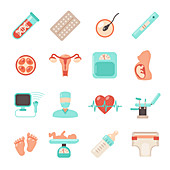 Reproductive health icons, illustration
