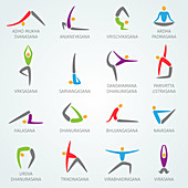 Yoga icons, illustration