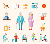 Old age icons, illustration