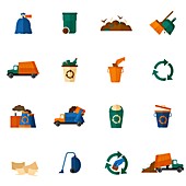 Refuse and recycling icons, illustration