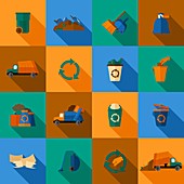 Refuse and recycling icons, illustration