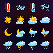 Weather forecast icons, illustration