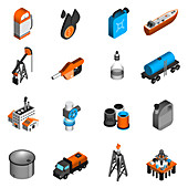 Oil industry icons, illustration