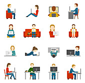 Computer use icons, illustration