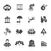 Economic crash icons, illustration