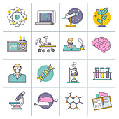 Science icons, illustration