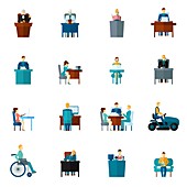 Sedentary lifestyle icons, illustration