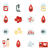 Blood donation icons, illustration