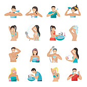 Personal hygiene icons, illustration