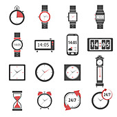 Clock and timer icons, illustration