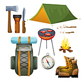 Camping icons, illustration