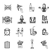 Weight loss icons, illustration