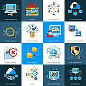 Computer security icons, illustration