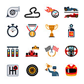 Motor racing icons, illustration