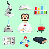 Science icons, illustration