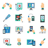 Digital medicine icons, illustration